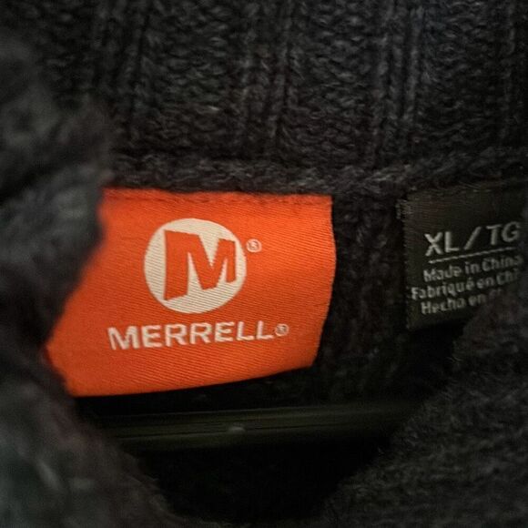 Merril Wool Pullover Sweater 1/3 zip XL Two toned Blue - Picture 3 of 8